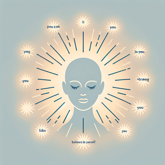 a serene face with affirmations radiating like light