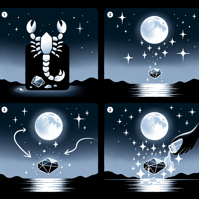 Scorpio crystal being cleansed under moonlight