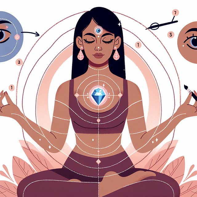 a person in meditation with a crystal on their third eye
