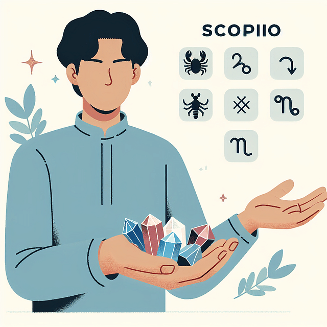 Various Scorpio crystals in a person's open palm