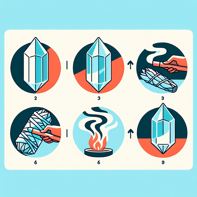 crystal being cleansed with sage smoke