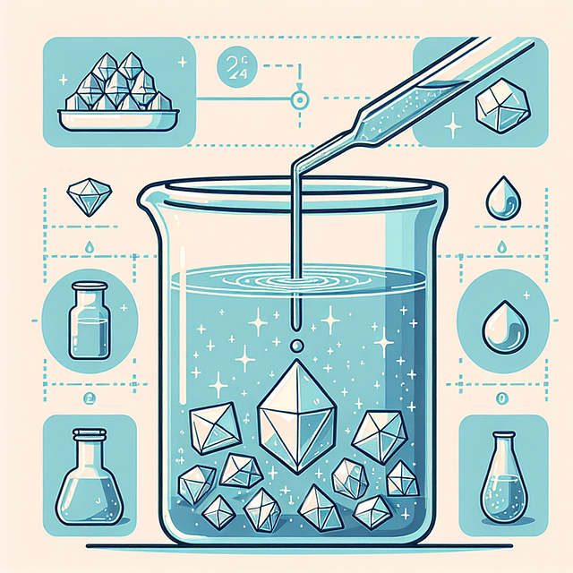 crystals being submerged in carrier oil in a glass container