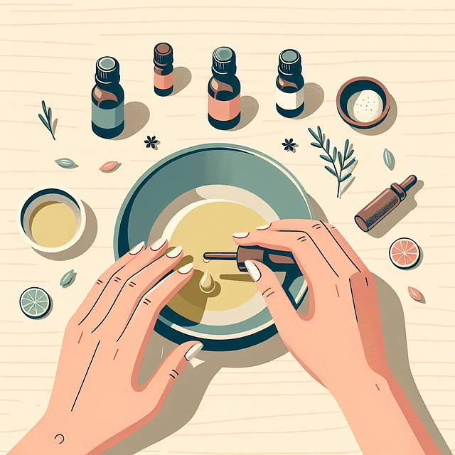 mixing essential oils in a bowl