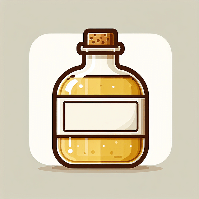 sealed bottle of oil with a label