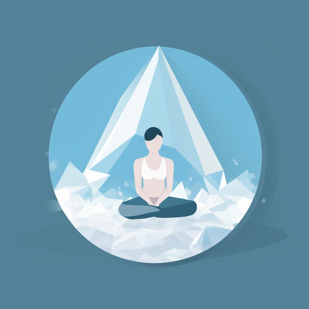 A person meditating with a white crystal.