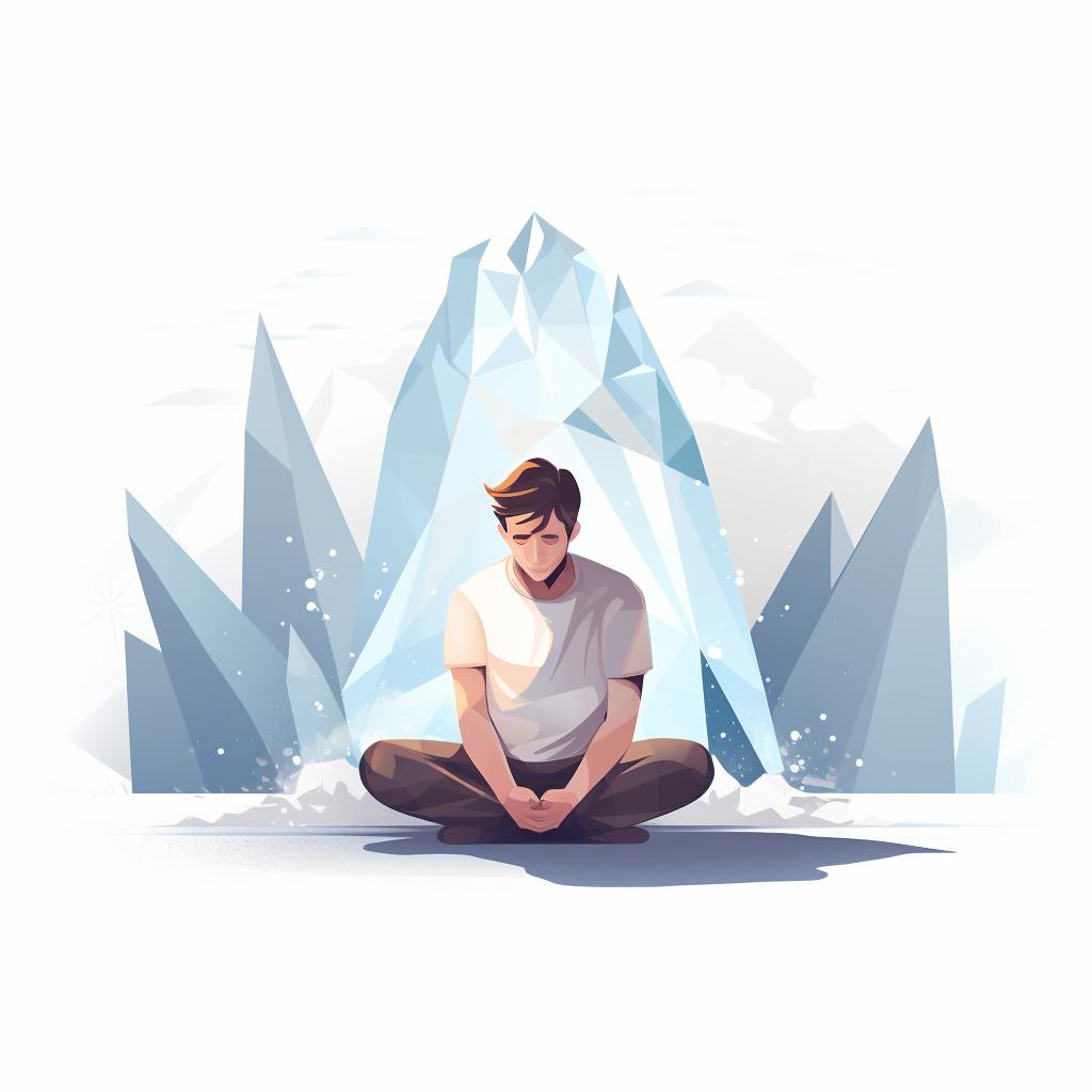 A person ending their meditation with a white crystal.