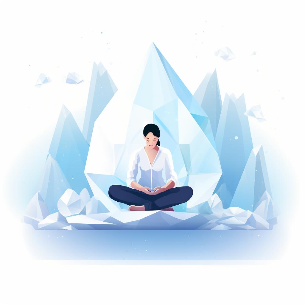 A person holding a white crystal and meditating.