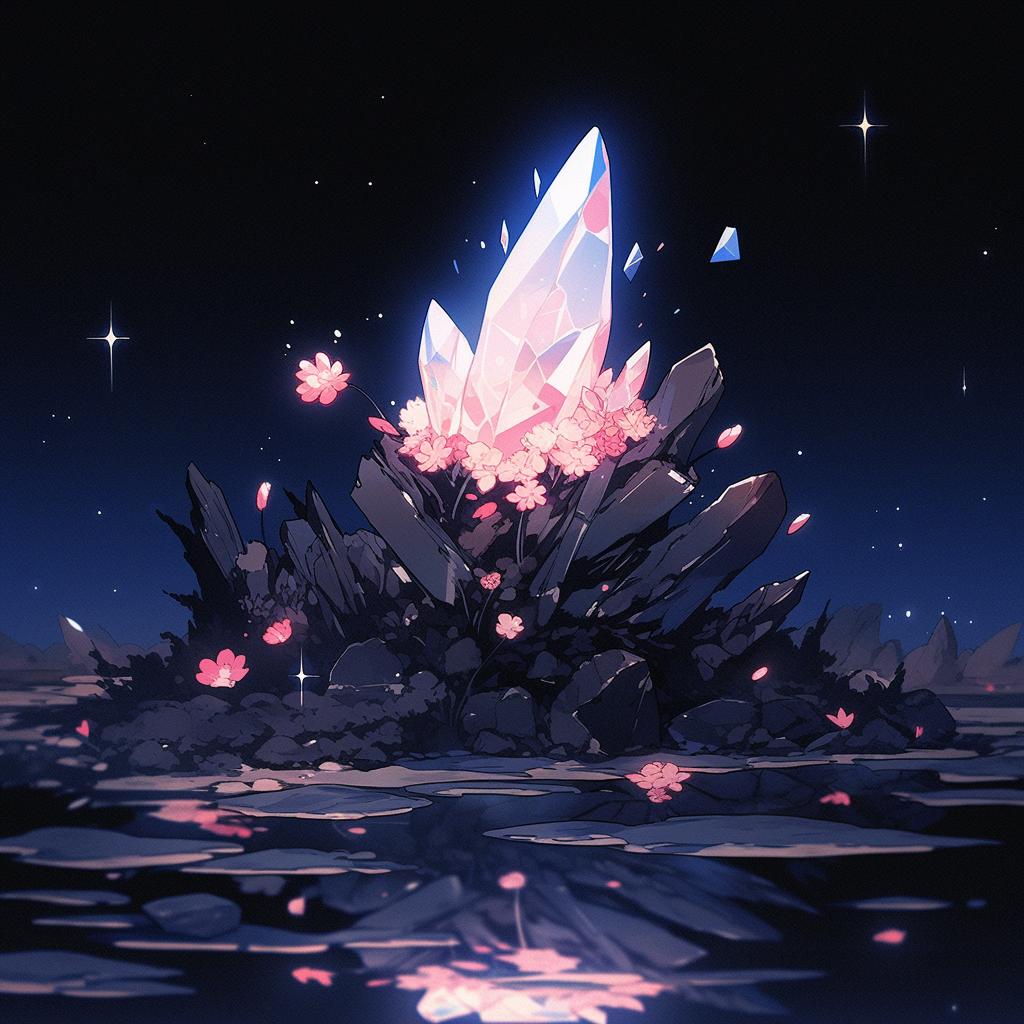 A crystal being cleansed under moonlight