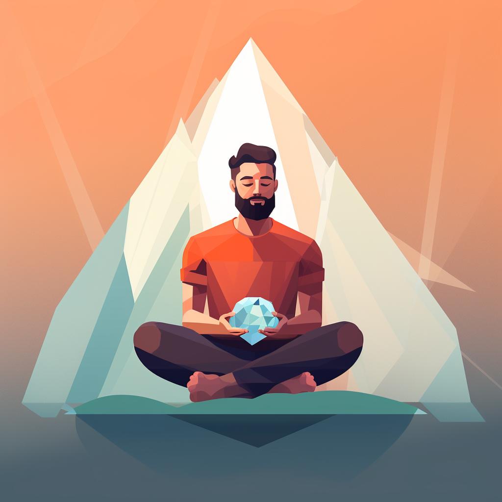 A person holding a crystal and meditating