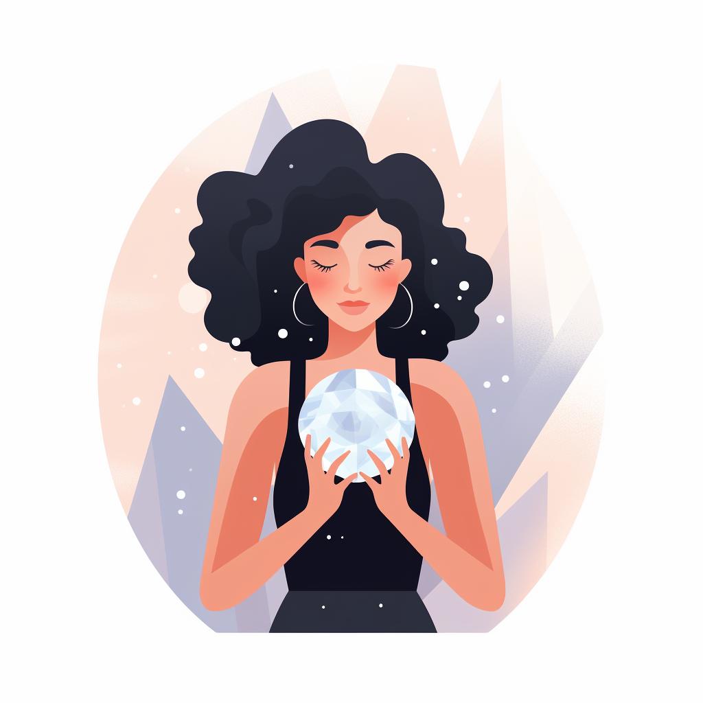 A person holding a crystal with their eyes closed, visualizing their intention