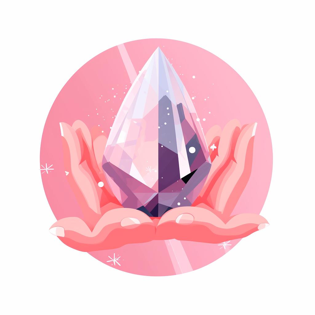 A crystal being held during a meditation session