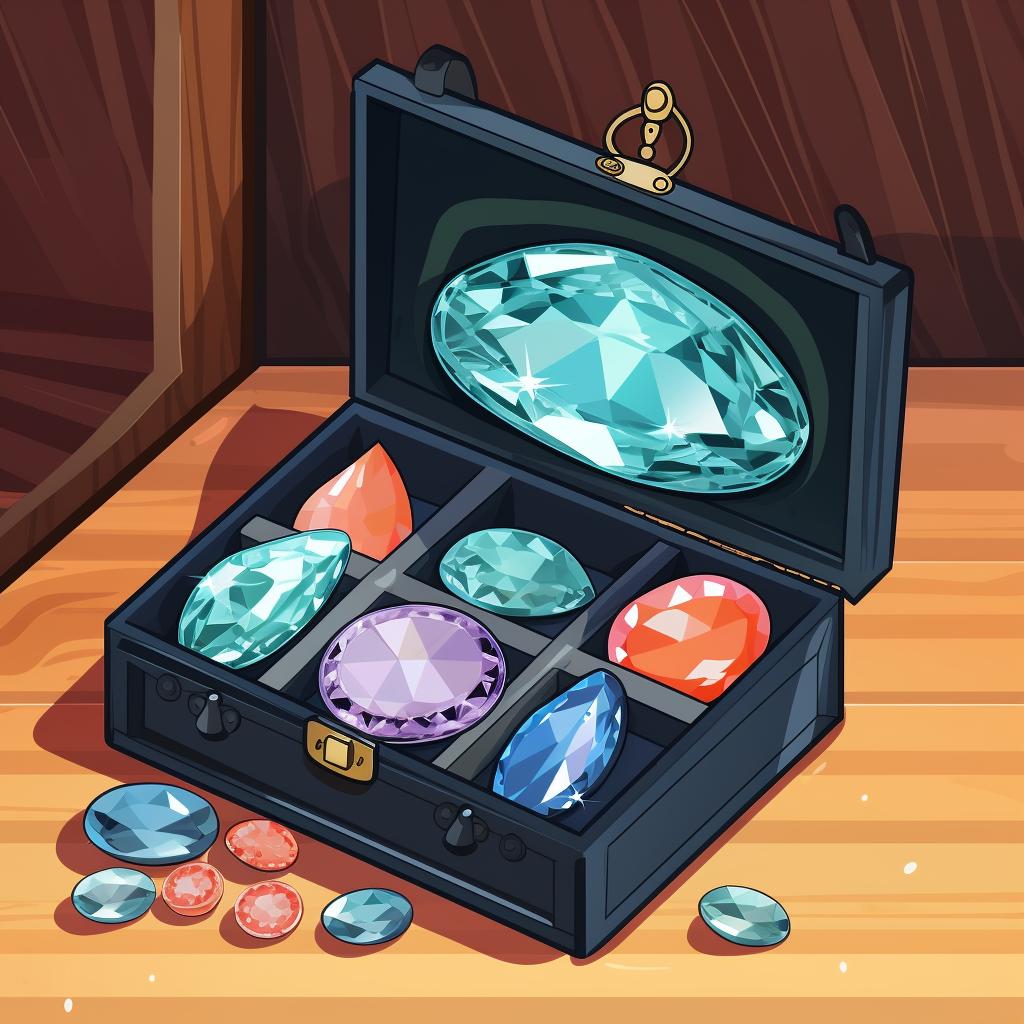 Crystal jewelry being carefully stored in a jewelry box