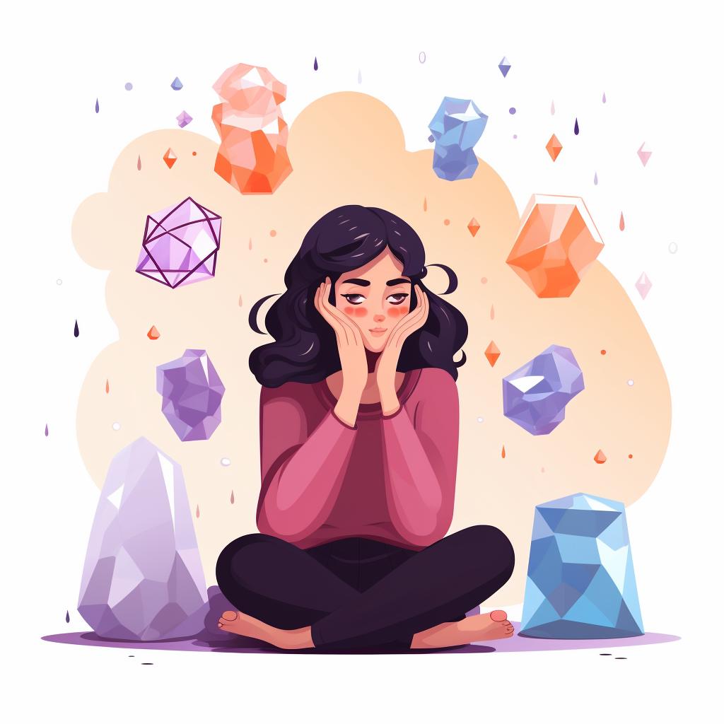A person pondering over different crystal cleansing methods