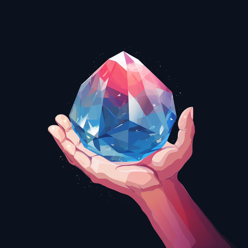 A hand holding a crystal