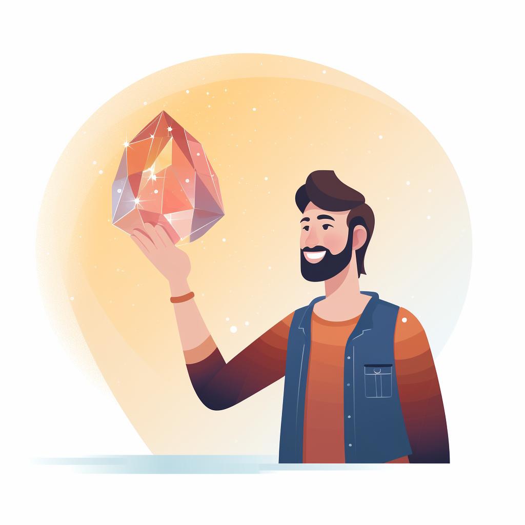 A person holding a crystal and setting an intention