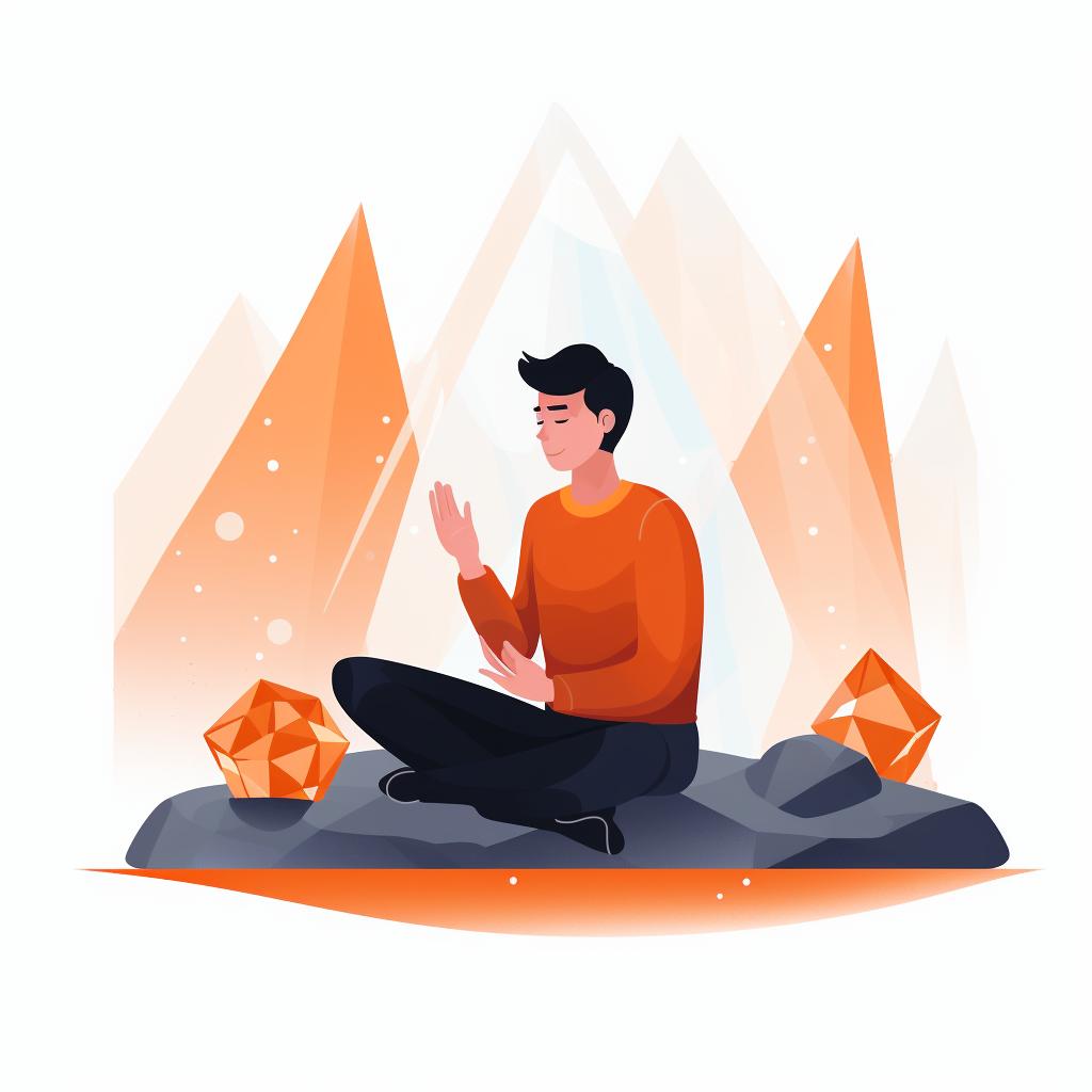 A person meditating with a crystal