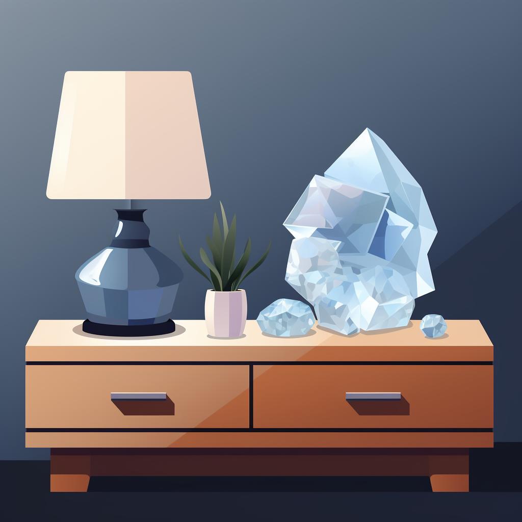 Crystal cluster placed on a bedside table