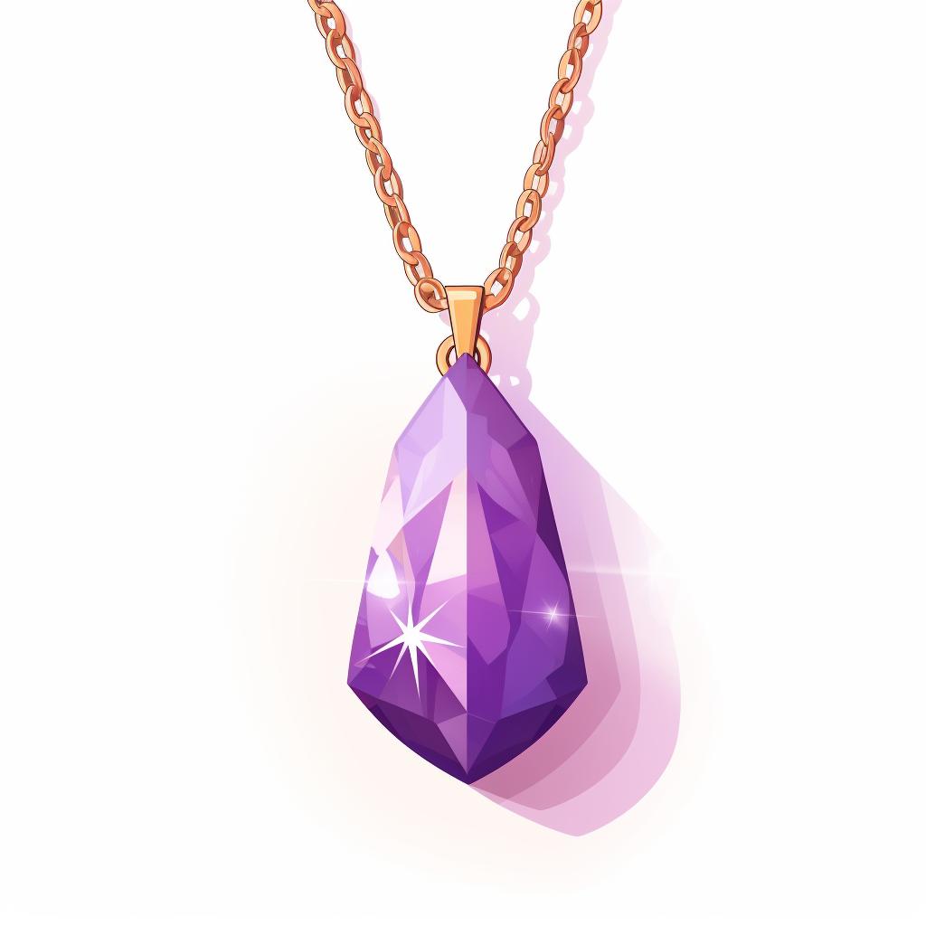 Amethyst pendant on a necklace